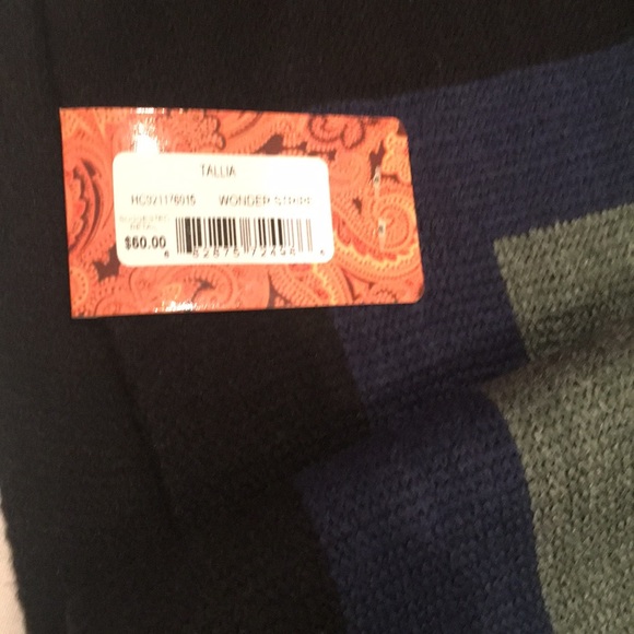 Men’s blue and grey stripe scarf - Picture 2 of 3